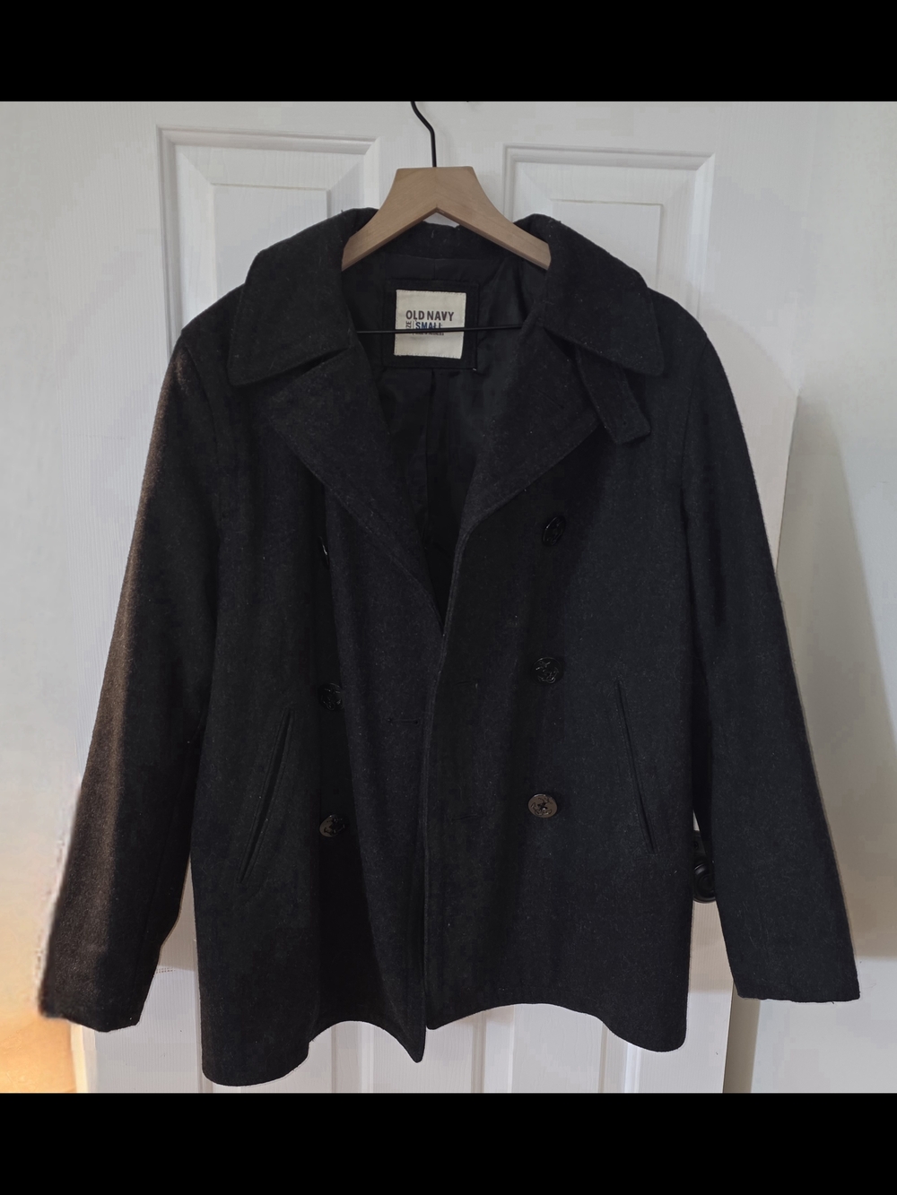 Old Navy Men's Dark Charcoal Double-Breasted Peacoat